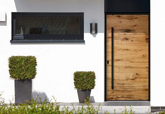 Entrance door with a Rodenberg door panel lignum friom the series Exclusive